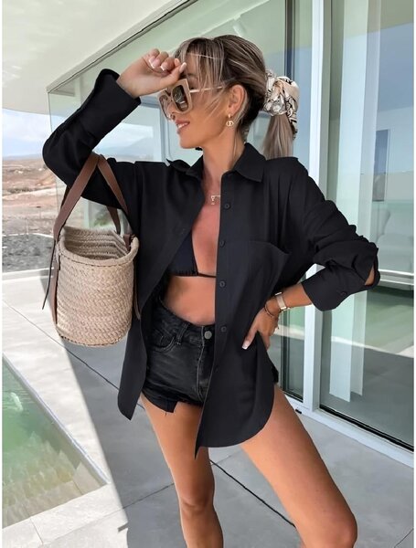 Camasa Dama, bumbac Adyna negru